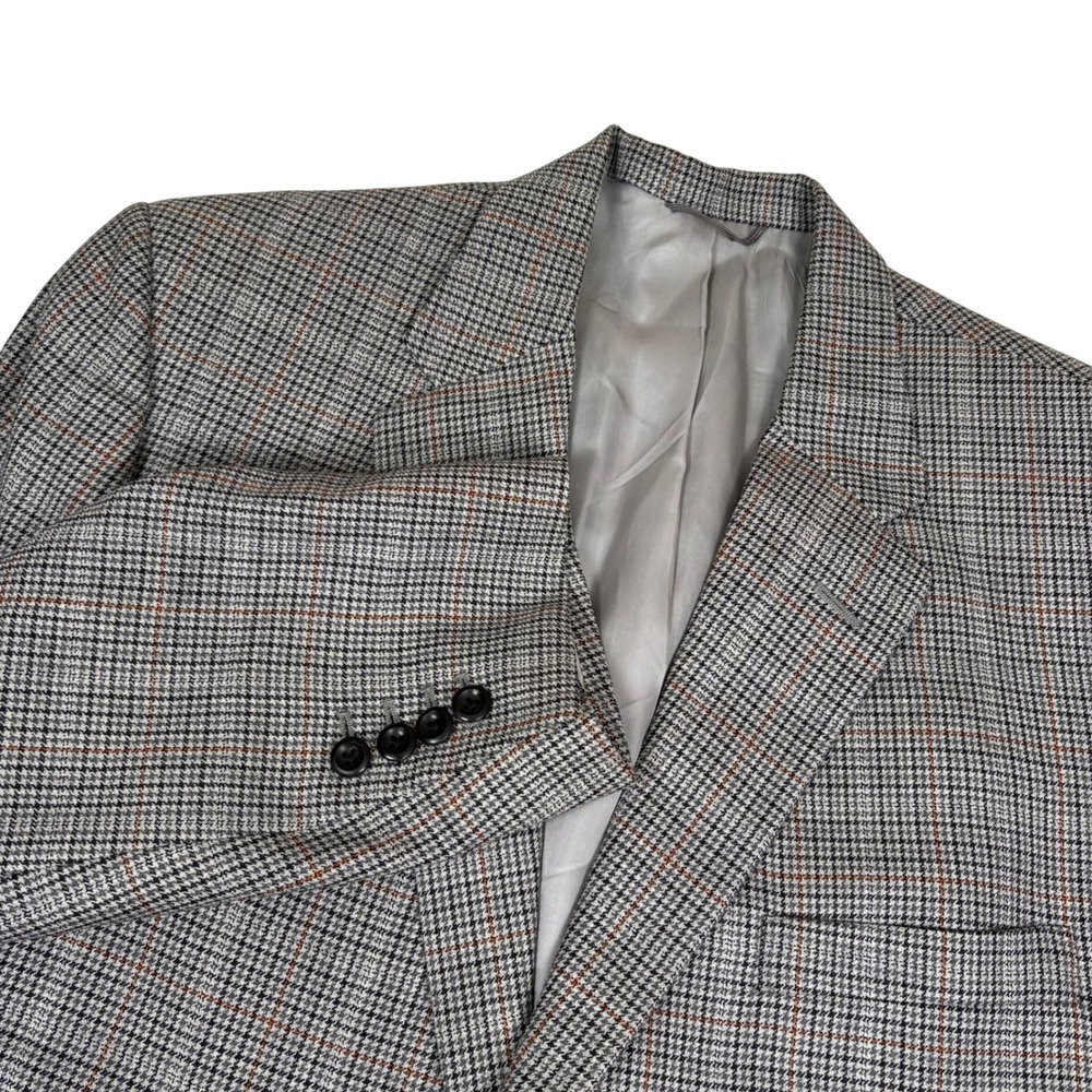 Executive Collection Tom James Plaid Blazer Mens 46 Sport Coat Gray Window Pane‎